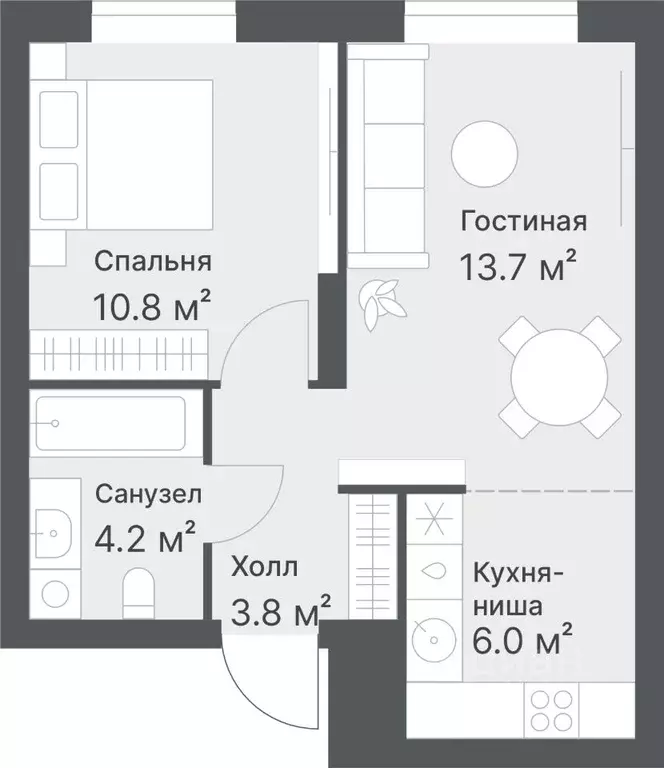 2-к кв. Тюменская область, Тюмень Кремлевская ул., 95 (38.5 м) - Фото 0