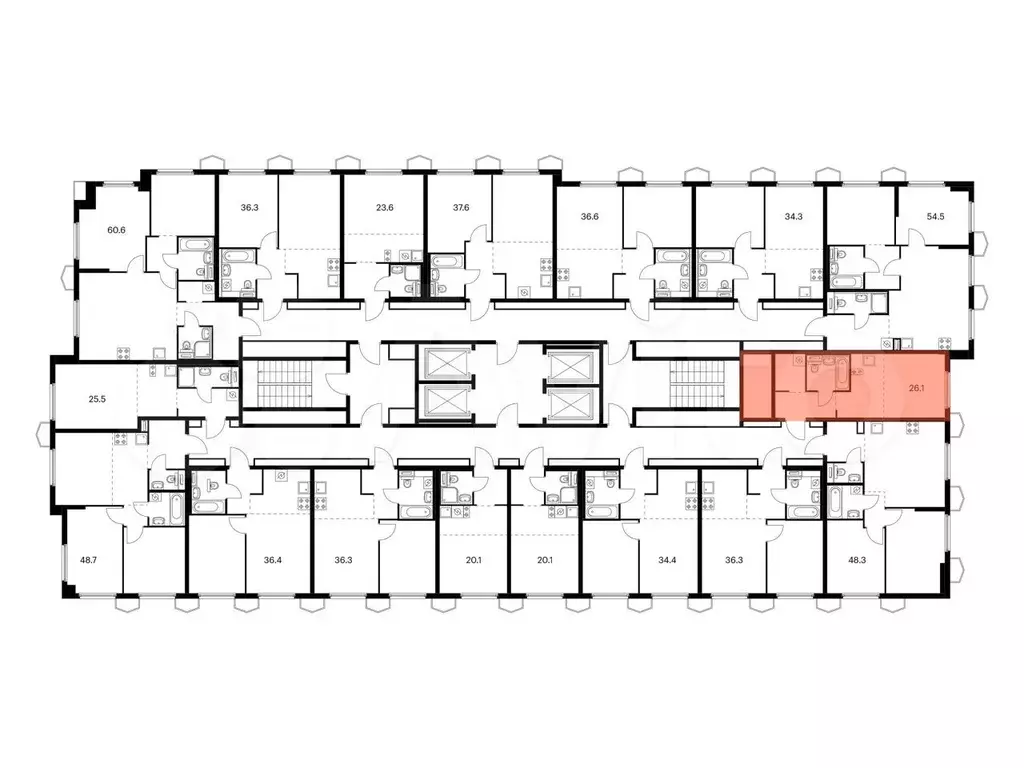 Квартира-студия, 26,1 м, 23/24 эт. - Фото 1