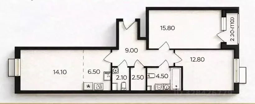 3-к кв. Московская область, Ленинский городской округ, пос. Развилка ... - Фото 1