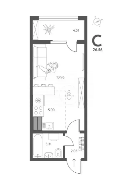 Квартира-студия: Липецк, улица Перова, 2Д (26.56 м) - Фото 0
