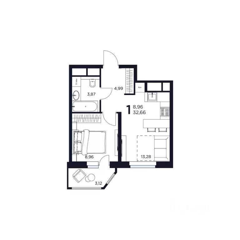 1-к кв. Московская область, Химки  (32.66 м) - Фото 1
