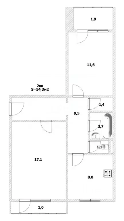 2-к кв. Калининградская область, Светлогорск ул. Мичурина, 2 (54.3 м) - Фото 2