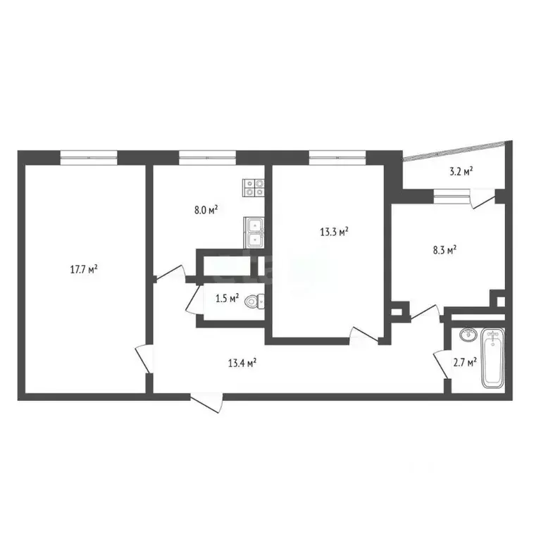 3-к кв. Ямало-Ненецкий АО, Ноябрьск Советская ул., 108 (64.9 м) - Фото 2