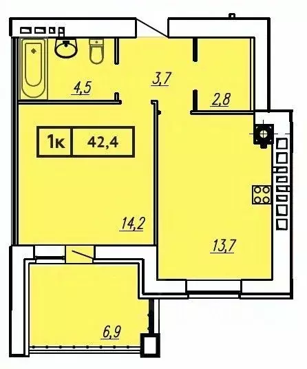 1-к кв. Ивановская область, Иваново ул. Постышева, 8А (42.4 м) - Фото 1