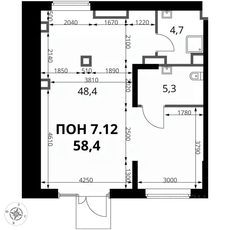 Офис в Москва 1-й Ясеневский жилой комплекс, 1 (58 м) - Фото 1