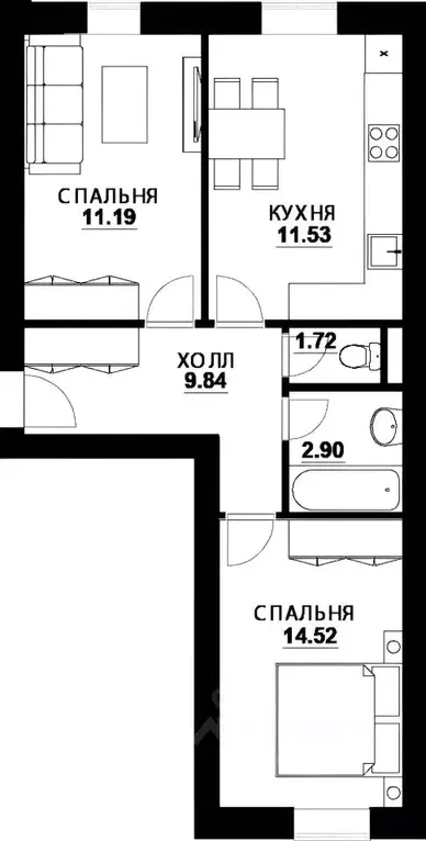 2-к кв. Московская область, Апрелевка Наро-Фоминский городской округ, ... - Фото 2