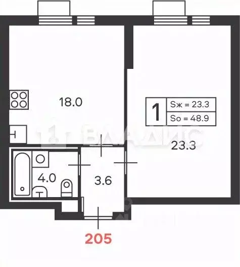 1-к кв. Москва Дмитровское ш., вл89 (48.9 м) - Фото 2