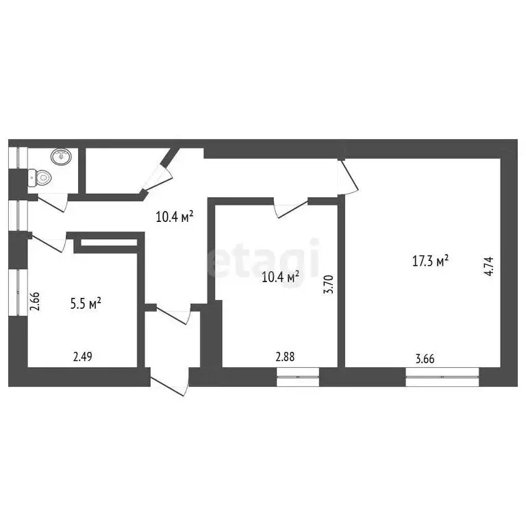 2-комнатная квартира: Елизово, Дальневосточная улица, 6 (48 м) - Фото 1