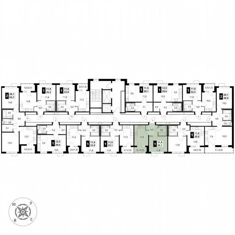 1-к. квартира, 33,1м, 15/16эт. - Фото 1