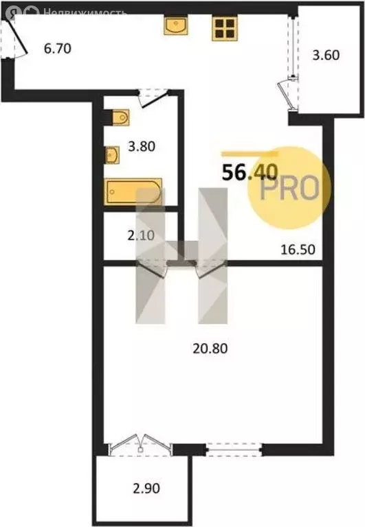 1-комнатная квартира: Зеленоградск, ЖК Грани (56.4 м) - Фото 0