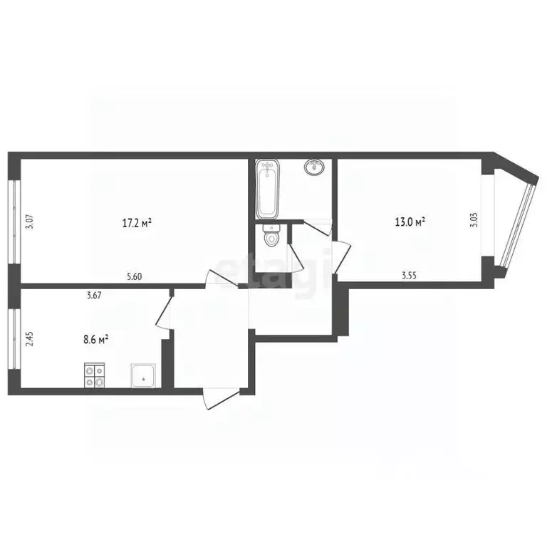 2-к кв. Камчатский край, Петропавловск-Камчатский Орбитальный проезд, ... - Фото 2