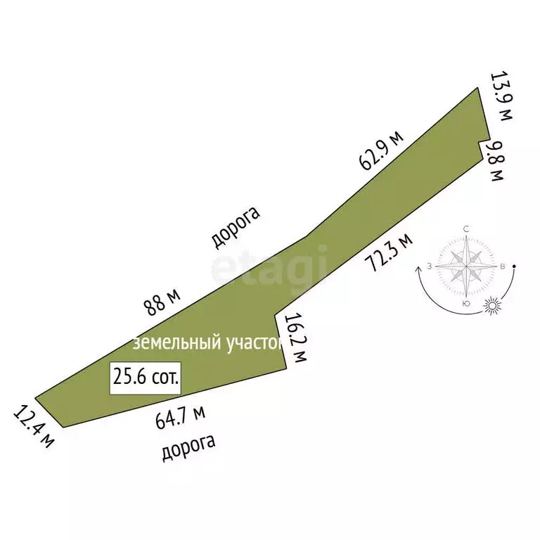Участок в село Исетское, Сибирская улица (25.56 м) - Фото 1