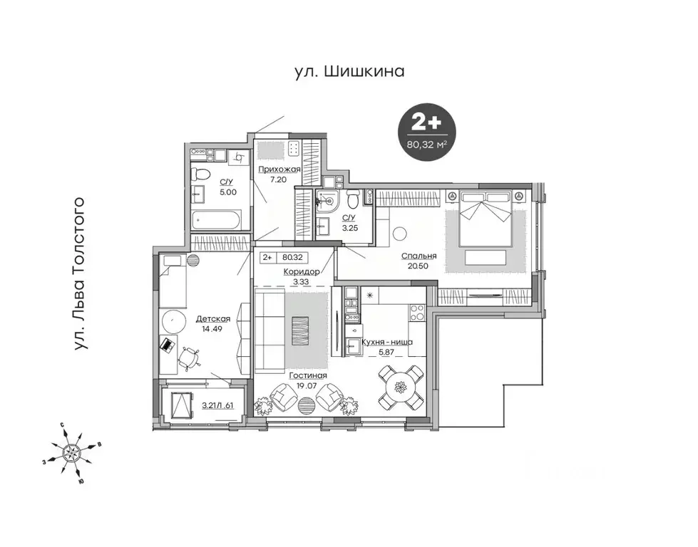 2-к кв. Удмуртия, Ижевск ул. Шишкина, 20к2 (80.3 м) - Фото 0