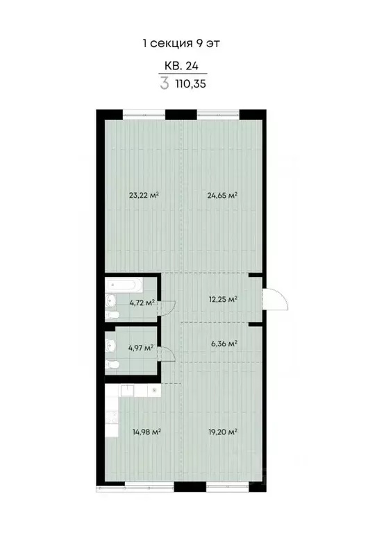 3-к кв. Иркутская область, Иркутск ул. Лебедева-Кумача, 25 (110.35 м) - Фото 0