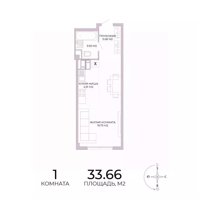 1-к кв. Пензенская область, Пенза Побочинская ул., с18 (33.66 м) - Фото 0