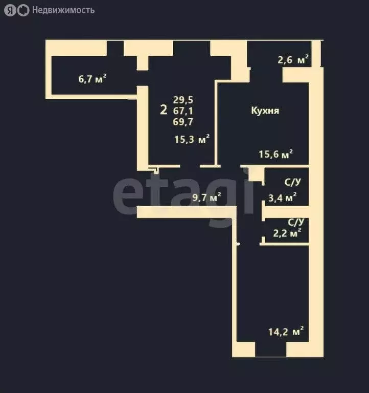 2-комнатная квартира: Тверь, улица Жореса, 25 (69.2 м) - Фото 0