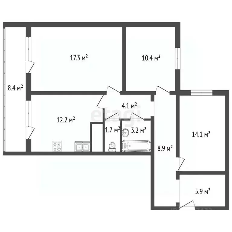 3-к кв. Ленинградская область, Кировск бул. Партизанской Славы, 1 ... - Фото 2