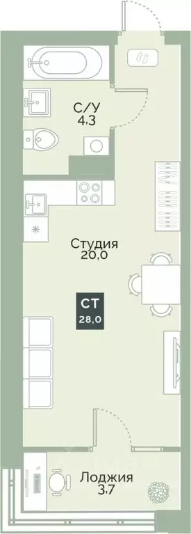 Студия Курганская область, Курган Заозерный жилрайон, Районы-Кварталы ... - Фото 0