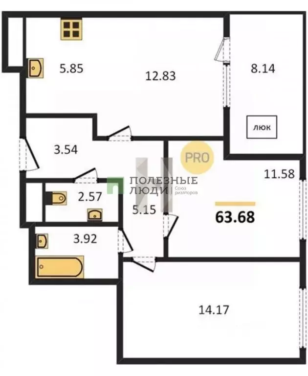 3-к кв. удмуртия, ижевск ул. шишкина, 28 (63.6 м) - Фото 1