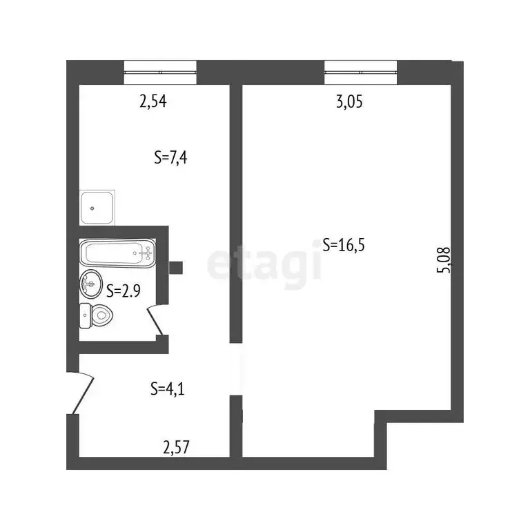 1-комнатная квартира: Бийск, переулок Владимира Мартьянова, 63/2 (30.6 ... - Фото 1