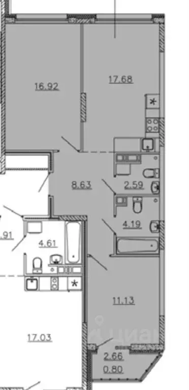 2-к кв. Санкт-Петербург ул. Беринга, 27к6 (63.4 м) - Фото 0