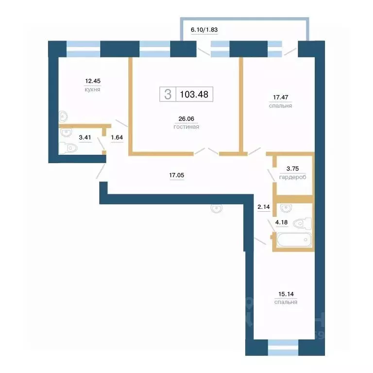 3-к кв. Красноярский край, Красноярск ул. Робеспьера, 1 (105.65 м) - Фото 0