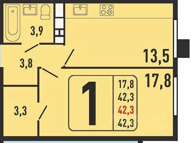 1-к кв. Московская область, Химки Сходня мкр, ул. Фрунзе, 30 (42.3 м) - Фото 2