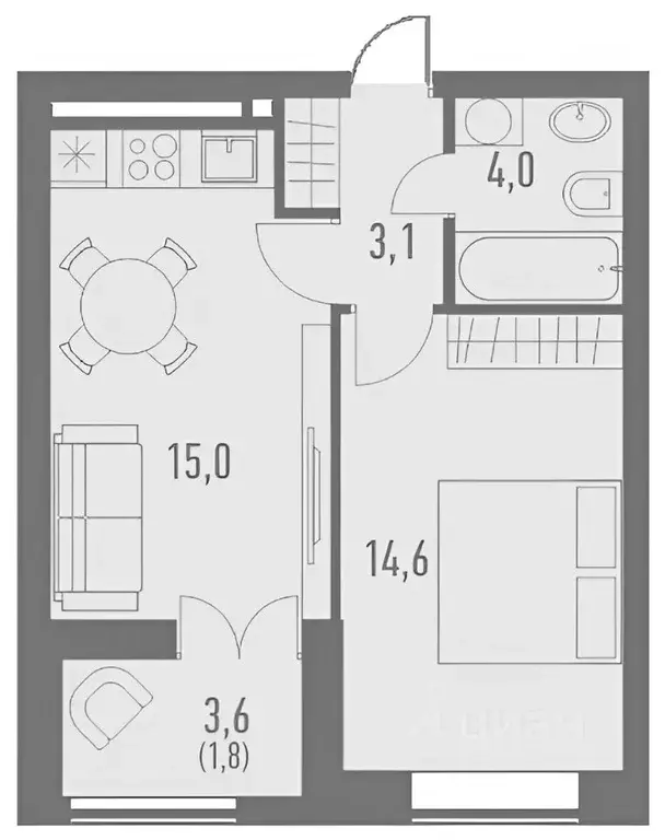 1-к кв. Москва Ленская ул., 2/21 (24.0 м) - Фото 2