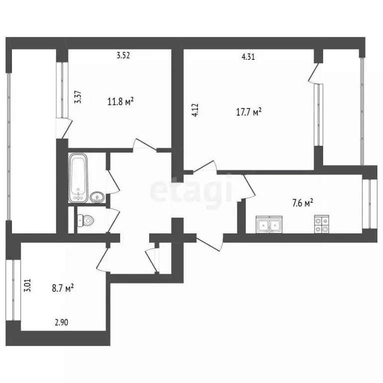 3-к кв. Севастополь просп. Октябрьской Революции, 40/5 (66.1 м) - Фото 2