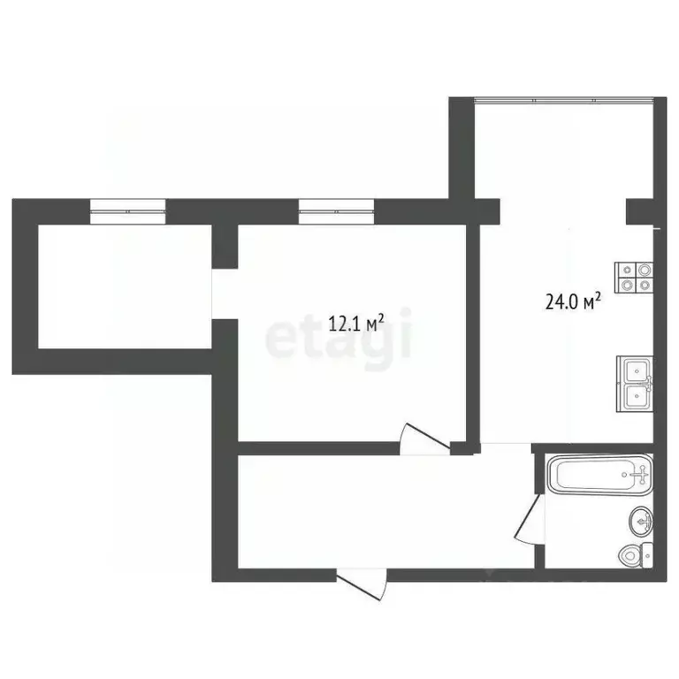 1-к кв. Крым, Бахчисарай ул. Грузинова, 61 (42.5 м) - Фото 1