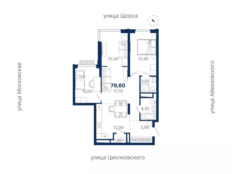 3-комнатная квартира: Екатеринбург, Московская улица, 249/2 (79.6 м) - Фото 0