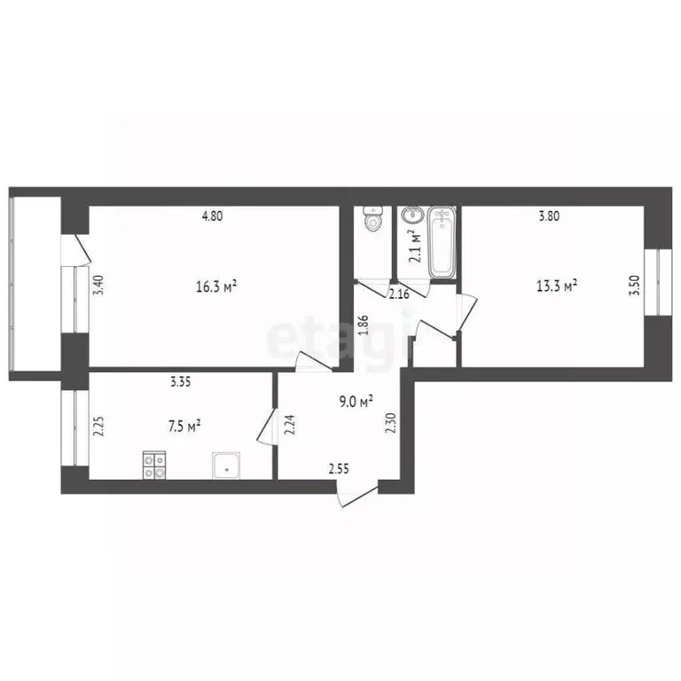 2-к кв. Смоленская область, Дорогобуж ул. Мира, 6 (48.4 м) - Фото 1