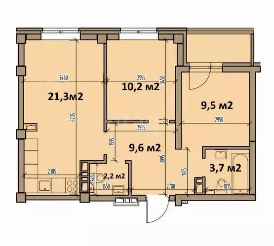 3-комнатная квартира: Абакан, улица Комарова, 7 (56.4 м) - Фото 1