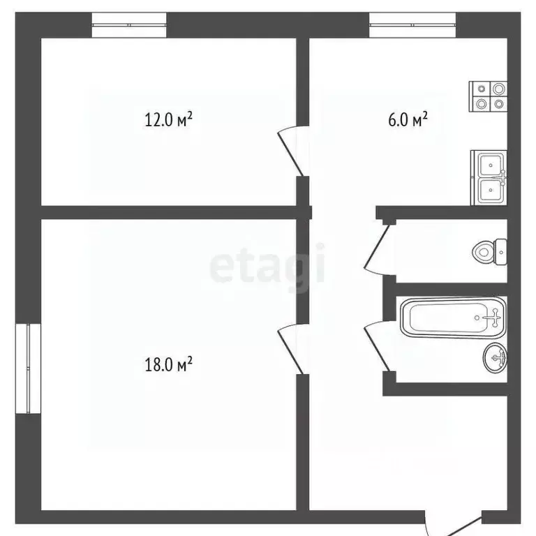 2-к кв. Тамбовская область, Тамбов Тулиновский проезд, 16 (41.9 м) - Фото 2