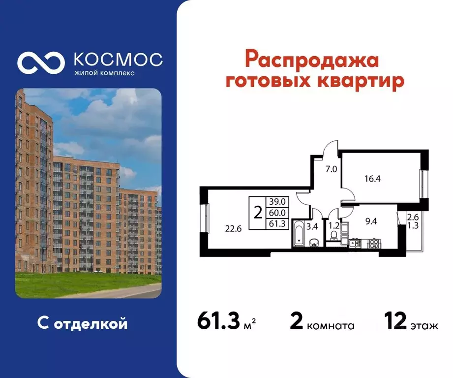 2-к кв. Московская область, Домодедово Авиационный мкр, ул. ... - Фото 1