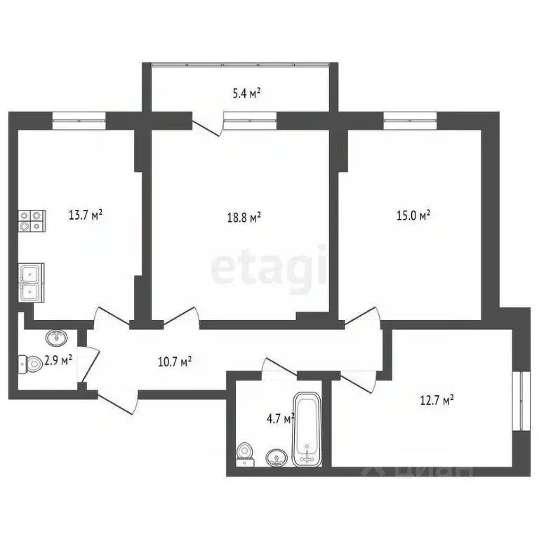 3-к кв. Московская область, Коломна ул. Ленина, 159А (80.1 м) - Фото 1