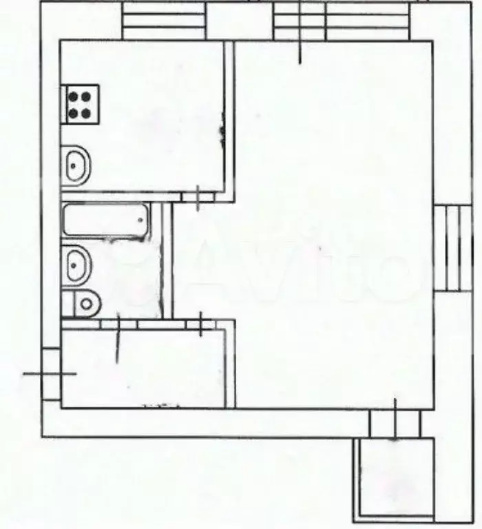 1-к. квартира, 32 м, 1/2 эт. - Фото 0