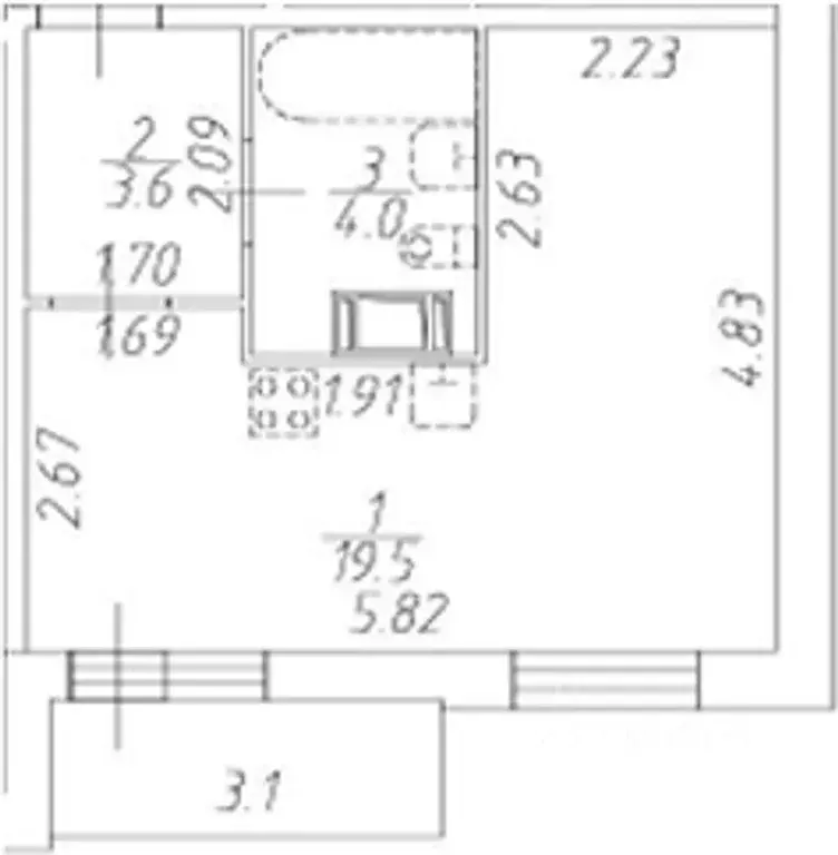 Студия Санкт-Петербург ул. Русановская, 20к1 (27.1 м) - Фото 2