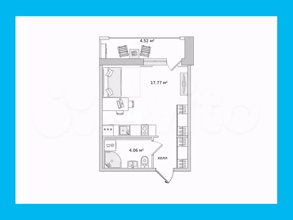 Квартира-студия, 24,9 м, 15/15 эт. - Фото 0
