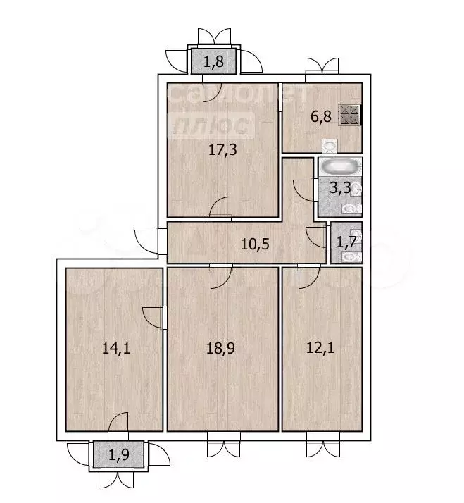 4-к. квартира, 85 м, 3/3 эт. - Фото 0