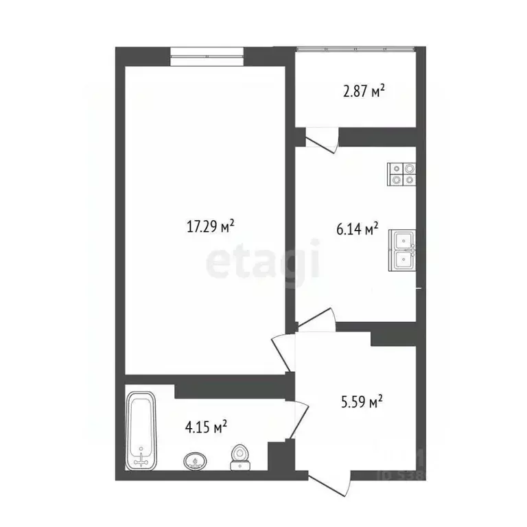 1-к кв. Ростовская область, Аксай ул. Менделеева, 53А (34.6 м) - Фото 0