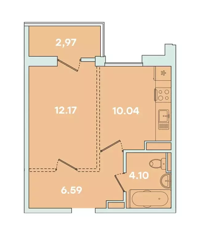 1-комнатная квартира: Иркутск, улица Петрова, 16 (37.93 м) - Фото 0