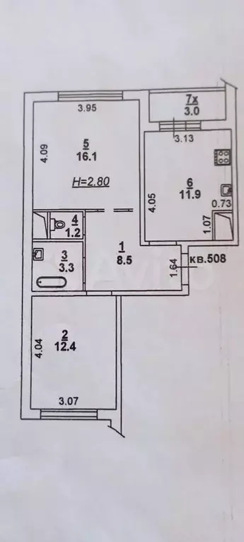 2-к. квартира, 54 м, 5/16 эт. - Фото 0