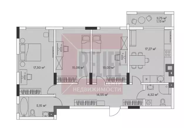 3-комнатная квартира: посёлок Малое Исаково, Первая улица, 1к4 (90.6 ... - Фото 1