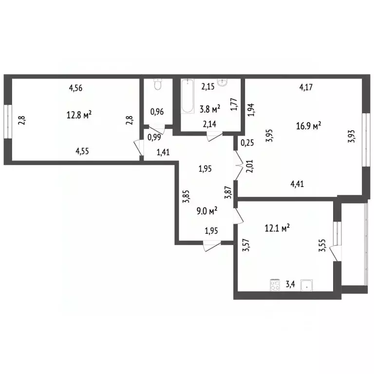 2-к кв. Башкортостан, Стерлитамак просп. Октября, 93 (55.9 м) - Фото 2