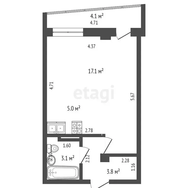 Квартира-студия: Абакан, улица Ленинского Комсомола, 77 (27.7 м) - Фото 0