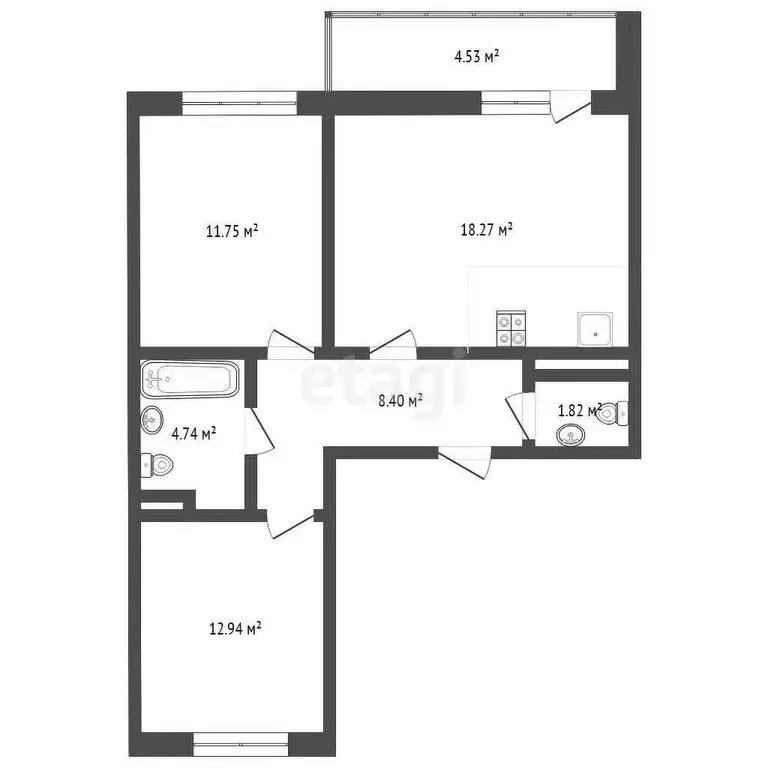 2-комнатная квартира: Патрушева, улица Николая Гоголя, 1 (58 м) - Фото 1