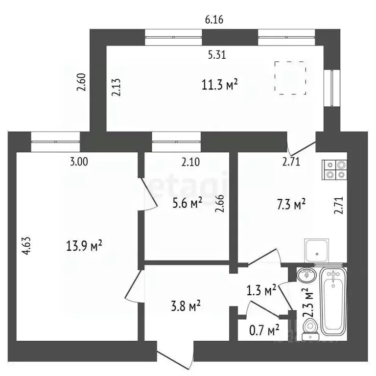 2-к кв. Севастополь ул. Супруна, 5 (46.2 м) - Фото 2