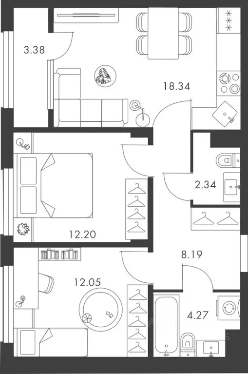 2-к кв. Тульская область, Тула ул. Карпова, 103А (60.77 м) - Фото 0