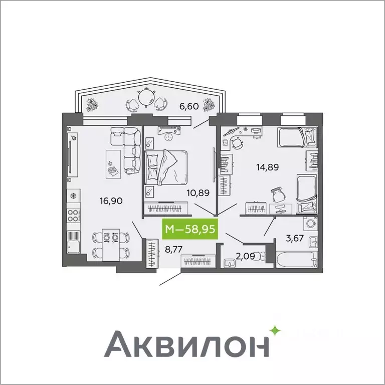 2-к кв. Архангельская область, Северодвинск И-1 кв-л, Аквилон Нео ... - Фото 0